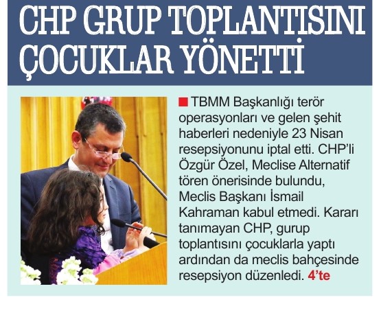 denge-25042016-2 CHP Grup Toplantısını Çocuklar Yönetti-25.04.2016/ Manisa Denge Gazetesi